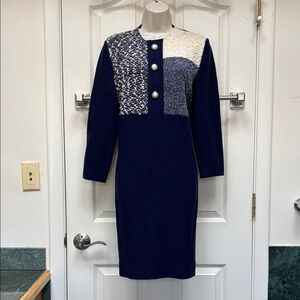 Vintage Steve Fabrikant Neiman Marcus Dress 👗 Wool Blend Multicolor USA